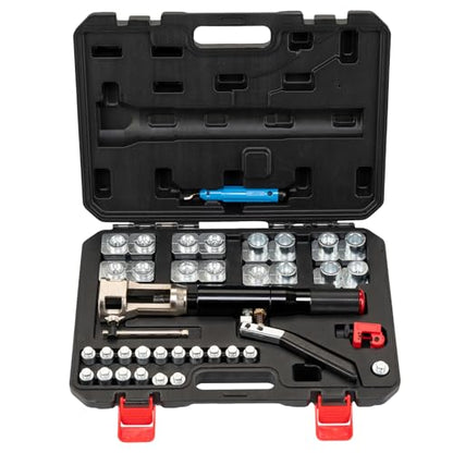 Hydraulic Brake Line Flaring Tool Kit 45° | 30PCS Double Flaring Tool Set | Heavy Duty Steel Tube Flaring Kit for 3/16"-1/2" Brake Fuel Line | Leak-Free Precision