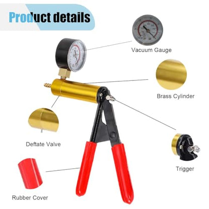 LAINLOY 2 in 1 Brake Bleeder Kit, Brake and Clutch Bleeding System, Brake Fluid Bleeder Kit with Adapters, Handheld Vacuum Pump, Protected Case, Car Vacuum Pump Test Set for Most Cars