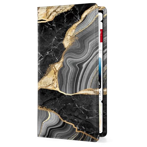Car Registration and Insurance Holder，Colour Patterns Men Women Car License Document Registration and Insurance Card Holder - color: Black Marble