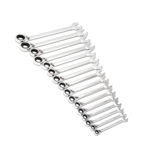 GEAWRENCH 16 Pc. Reversible Ratcheting Combination Wrench Set, Metric - 9602N