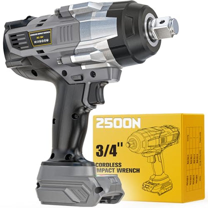 DIYtoolifz 3/4" Cordless Impact Wrench Compatible with Dewalt 20V Battery: 1850FT-LBS(2500N.m) High Torque Impact Driver, Auto-Stop Reverse, 4-Speed Heavy Duty Impact for Car/Truck/Mower(Bare Tool) - size: 3/4 inch, style: Compatible with Dewalt 20V Batte