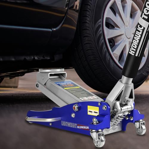 ZenithX Hydraulic Low Profile Aluminum and Steel Racing Floor Jack with Dual Piston Quick Lift Pump, 1.5 Ton (3,000 lb) Capacity, Blue