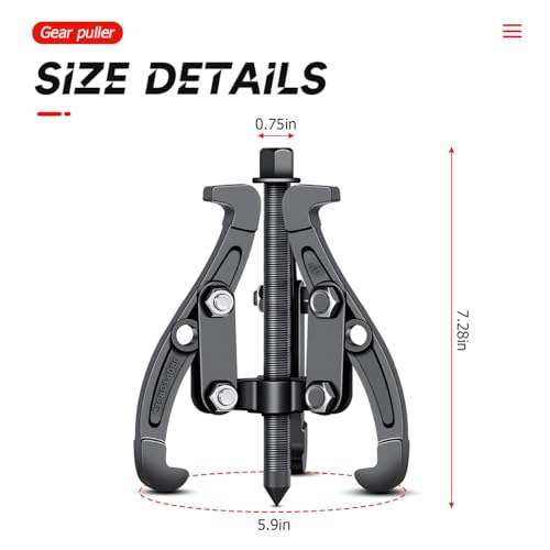 BELOMI 3 Jaw Inner Bearing Puller, Pilot Bearing Gear Puller for Auto with Reversible Jaws, Heavy Duty Gear Extractor Tool for Automotive Wheel, Pulling Kit for Motorcycle Car SUV (6 inch) - size: 6 inch