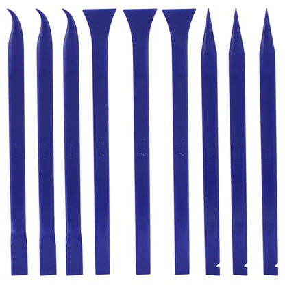 Plastic Scraper Tool 9 Pieces Non-Scratch Cleaning Kit for Tight Spaces, Remove Stickers Labels Oil Stains Food Dirt(Blue) - color: Blue