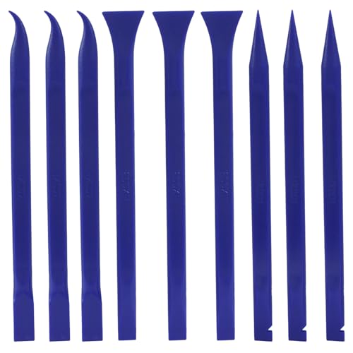 Plastic Scraper Tool 9 Pieces Non-Scratch Cleaning Kit for Tight Spaces, Remove Stickers Labels Oil Stains Food Dirt(Blue) - color: Blue