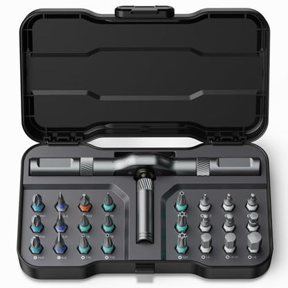 Bomivoi 24 in 1 Magnetic Screwdriver Set, DIY Ratchet Screwdriver Set, Multi Bit Magnetic Drive Set with Detachable Ratchet Handle, Portable Precision Repair Tool Kit for Furniture Computer Bicycle - style: 24 IN 1