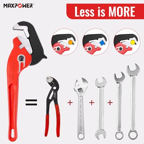 MAXPOWER 14-inch Pipe Wrench, Self-Adjusting Pipe Wrench, Rapid Grip Multi-function Quick Self Adjustable Plumbing Pipe Capacity 0.7"-2" - size: 14"