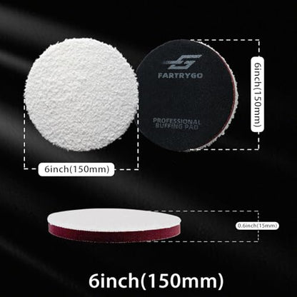 6 Inch Microfiber Cutting Pads – 2 Pack Heavy Cutting Buffing Pads for Large Surface Paint Correction – High-Cut Pads for DA & Rotary Polishers – Swirl & Scratch Remover - size: 6 Inch