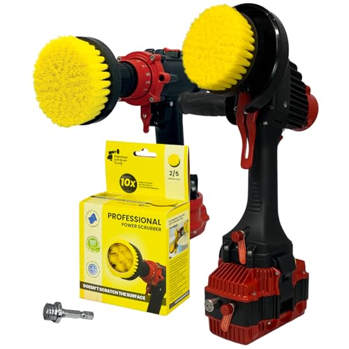 Premium Drill Brush Professional– 2in1 for Drill & Angle Grinder Medium-Soft 4 in Yellow | Scratch-Free Cleaning Brush for Tile, Grout, Bathtub, Shower, Fibreglass and Ceramic Surfaces - color: Yellow