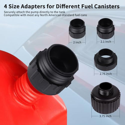 Fuel Transfer Pump (3.2GPM) with Hand Nozzle for Quick Stop Flow Control, 51" Hose Automatic Gas Pump with 4 Gas Can Fittings, USB and Battery Powered Portable Siphon Pump for Oil, Gasoline, Diesel - style: Hand Trigger Nozzle