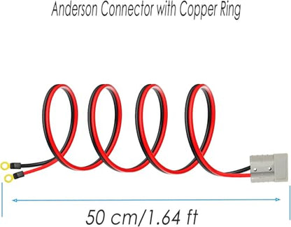 Anderson Connect Plug Cable with Copper Ring, 50A Battery Quick Connector Jumper Cable with 10AWG 50cm Cable Towing Winch Quick Connect Cable,for Straddling Auto,Forklift trucks.(1 50A Anderson) - size: Anderson connector with copper ring