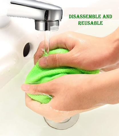 Car Windshield Cleaner Tool with Reusable Microfiber Pads Extendable Handle (1, Green) - color: Green