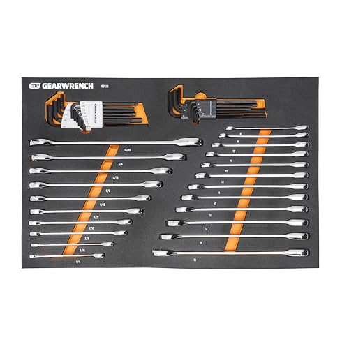 GEARWRENCH 44 Piece 90-Tooth SAE/Metric Ratcheting Wrench and Hex Key Set - 86528