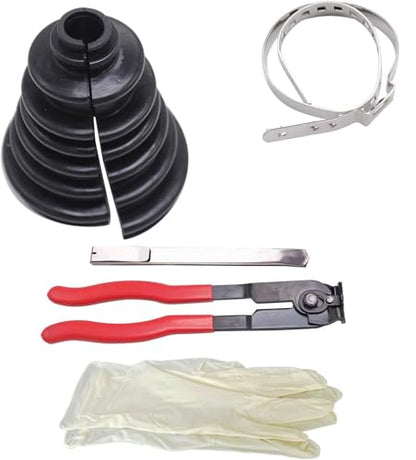 Universal Split CV Joint Boot Kit Universal CV Boot Kit Split Joint Gaiter Stretchable Replacement Compatible for Shafts 19-35MM and CV Joints 56-110MM, Including Fitting Pliers