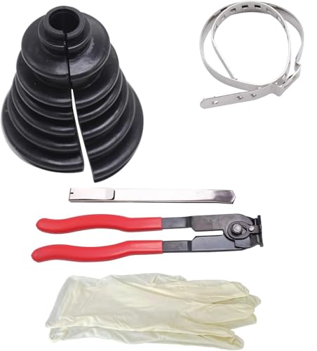 Universal Split CV Joint Boot Kit Universal CV Boot Kit Split Joint Gaiter Stretchable Replacement Compatible for Shafts 19-35MM and CV Joints 56-110MM, Including Fitting Pliers