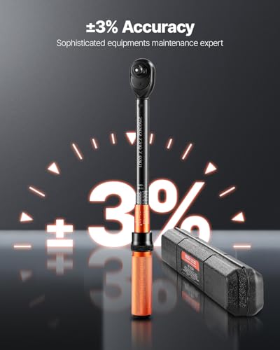 VEVOR 1/2-inch Drive Torque Wrench, 10-170 ft.lb/13.6-230.5 Nm, Dual-Direction Adjustable 72 tooth Click Torque Wrench with Buckle for Bicycle, Moto and Car Maintenance - size: 10-170FT.LB, style: 1/2-Inch