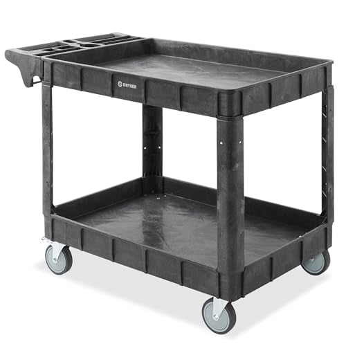 Dryser Utility Cart with Wheels, 46" x 25" Heavy Duty 550 lb. Capacity with Shelves - 2 Tier Rolling Cart with Four 5" Swivel Casters for Warehouse, Garage, Cleaning - size: 2 Shelves 4 Swivel 46x25