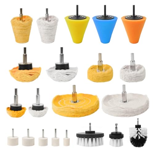 Unicaravan Aluminum Wheel Polishing Kit for Drill Buffing Wheel for Car Motorcycle Wheel Rim Manifold Polishing for Stainless Steel Chrome Wood Plastic Ceramic Glass Woods Machine Jewelry etc 21PCS | For Car Motorcycle Wheel Rim Manifold Polishing for Sta
