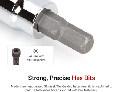TEKTON Hex Bit Socket Set, 8-Piece | SHB91106 - color: Standard, size: 8-Piece (1/8-3/8 in.), style: Rail