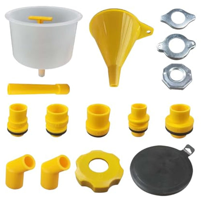 Craedli 15PCS No-Spill Coolant Funnel Kit, Spill Proof Coolant Filling Funnel Set, Radiator Flush Kit with Adapters, Universal Vehicle Antifreeze Bleeder Accessory for Most Cars (Yellow)