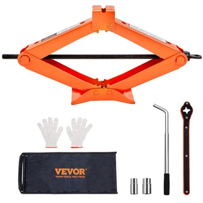 VEVOR Scissor Jack, 2.5 Ton/5512 lbs Scissor Car Jack with 3.7"-17.1" Lifting Range, Heavy Duty Tire Changing Kit, Includes Ratchet Wrench, Lug Wrench & Socket, Fits Most Cars Trucks Sedans SUV MPV