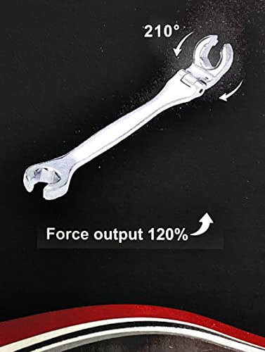 Flexible Flare Nut Wrench,Open Box Wrench,Line Wrench, 210° Activity angle,For Narrow space, Car Chasis Wrench, SAE,4 PCS 5/16"-3/8"-7/16"-1/2",With wrench rack & Color Box,Gift for Man,… - color: Sae Flexible Head Flare Nut Wrench 5/16"-3/8"-7/16"-1/2"