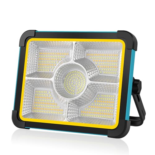 120W 12000mAh LED Solar Work Light, 480LED Stepless Brightness with 5 Modes | Job Site Battery Rechargeable LED Floor Light, Waterproof Portable Camping Light for Emergency, Repair, Camping - color: Blue