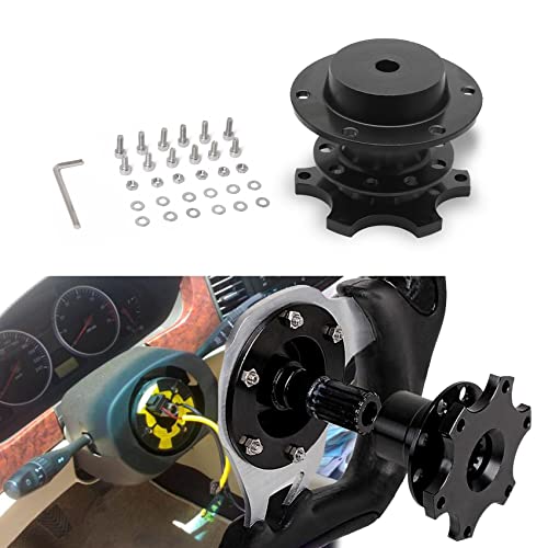 ASUBHA Steering Wheel Quick Release, Universal Steering Wheel Snap Off Quick Release Hub Adapter Boss Kit With 6-hole Steering Wheel Hub, 6 Hole Snap off Boss Kit for Race/Rally/Motorsport