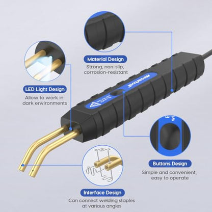 MR CARTOOL C210 Plastic Welder Kit with 600pcs Hot Staples, Plastic Welding Machine with 5-Level Adjustable Power, 110V Hot Stapler Car Bumper Repair Kit Plastic Repair Welding Kit