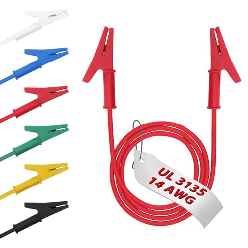 14 Gauge 6pcs/3.3Ft Alligator Clips Electrical with Wires UL3135,6 Colors Heavy Duty Silicone Test Leads Set Jumper Wires Kit for Testing - size: 3.3 Ft(1m)-6 Colors