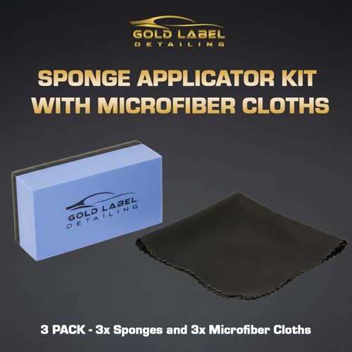 Sponge Applicator Kit 3 Pack with Microfiber Cloths | Perfect for Ceramic Coating, Nano Coating, Glass Coating, Tire Shine Detailing (3" Sponge Kit) - size: 3" Sponge Kit