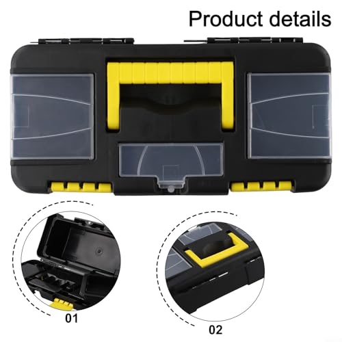 Tool Box Plastic With Handle, Portable Toolbox With Removable Tray And Lockable Design, Toolbox Organizer For Machinery Accessories, Tools And Parts Organization(No inner layer) - size: No inner layer