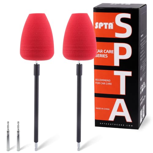 SPTA Metal Polishing Tool, Auto Cylindrical Metal Polish Buffing Polishing Ball, Drill Buffing Sponge Pads Buffing Wheel for Drill Foam, Sponge Buffing for Automotive Car Wheel Hub Care - color: Red Cylindrical Polishing Ball