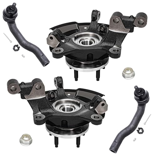 Detroit Axle - Front 4pc Steering Knuckles Kit for 2011-2014 Ford Edge, 2011-2015 Lincoln MKX, 2 Steering Knuckles & Wheel Bearing Hubs 2 Outer Tie Rods Replacement - size: 4SU48712/Kit