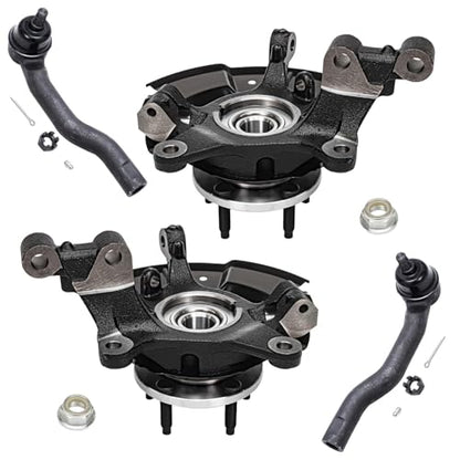 Detroit Axle - Front 4pc Steering Knuckles Kit for 2011-2014 Ford Edge, 2011-2015 Lincoln MKX, 2 Steering Knuckles & Wheel Bearing Hubs 2 Outer Tie Rods Replacement - size: 4SU48712/Kit