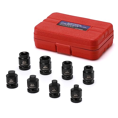 1/2" Drive Pipe Plug Socket Set, 8-Piece, SAE, CR-MO, 7/16" - 5/8", Tapered Male Square Drive, Chamfered Female Square Drive - size: 1/2" Drive