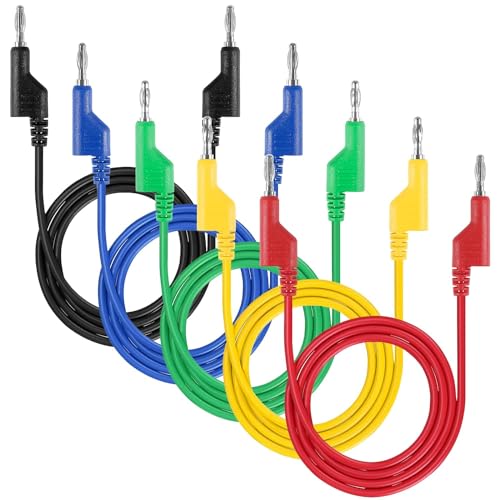 5pcs Banana to Banana Plug Test Lead Set, 4mm Stackable Banana Plug Test Lead for Multimeter, Flexible Electrical Test Wire 3.3ft/1m 1000V 15A - color: Banana Plug to Banana Plug