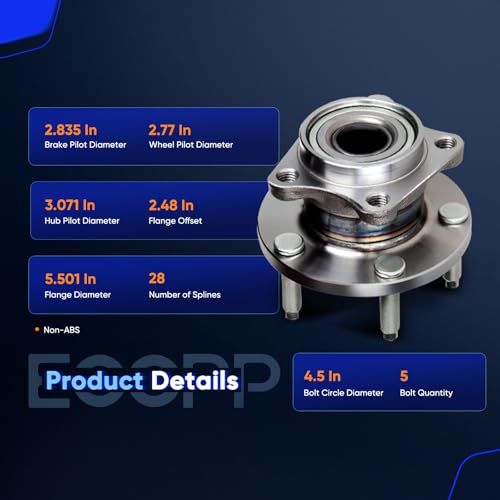 ECCPP 2-Piece 512335 Wheel Hub Bearing for Lincoln MKX 2007-2010 | for Ford Edge 2007-2010 5 lugs Pre-Greased Sealed - size: 512335*2