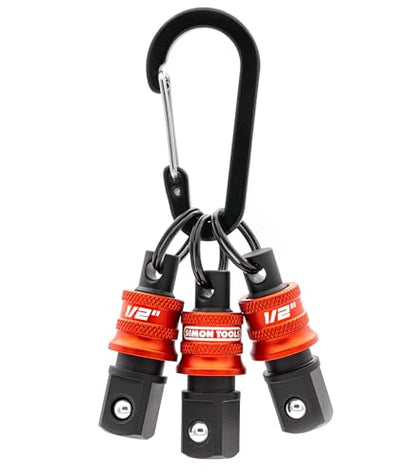 Simon tools Socket Holder Keychain 3pc - 1/2 Socket Organizer with Quick Release and Clip - Perfect Impact Wrench and Toolbox Accessories for Construction Workers, Linemen and Automotive Mechanics - size: 1/2"