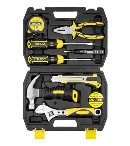 DOWELL 10 Piece Small Tool Kit,Mini Portable Tool Set,Home Repair Hand Tool Kit with Plastic Tool box Storage Case