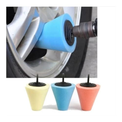 3/6PCS Car Wheel Polishing Sponge Cone Ball Kit for Electric Drill | Foam buffing pads for car wheel hub and rim polishing. Fits standard drill(6PCS) - color: 6pcs