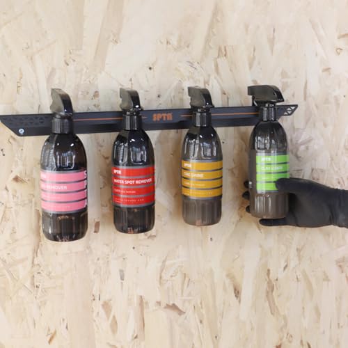SPTA Spray Bottle Holder, Universal Detailing Spray Bottle Holder - Wall-Mounted Organizer for Mobile & Garage Detailing, Holds 6 Sprayers (16oz), Universal Lightweight Professional Accessory -OT011 - color: Spray Bottle Holder