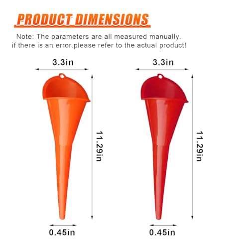 YoRise Long Neck Oil Funnel, Plastic Spill Saver Funnels for Automotive Use, Oil Change Funnel Set for Filling Lubricants Engine Oils Water Diesel Fuel Kerosene and Other Liquids (L-Red) - color: L-Red