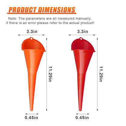 YoRise Long Neck Oil Funnel, Plastic Spill Saver Funnels for Automotive Use, Oil Change Funnel Set for Filling Lubricants Engine Oils Water Diesel Fuel Kerosene and Other Liquids (L-Red) - color: L-Red