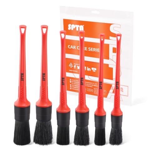 Car Detailing Brush Kit, 6Pcs Auto Boar Hair Detail Brush Set Automotive Interior Exterior No Scratch Microfiber Detailing Brushes for Cleaning Air Vents, Engine Bays, Dashboard & Wheels -BRFCD15 - color: 6pcs Car Detailing Brush Set