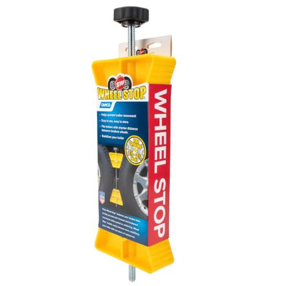 Camco Small RV Wheel Stop - Features a Lightweight Heavy-Duty Design with a Rubber Handle, Prevents Shifting of Trailer Tandem Tires While Parked or Re-Hitching, and Fits 26” to 30” Tires (44652)