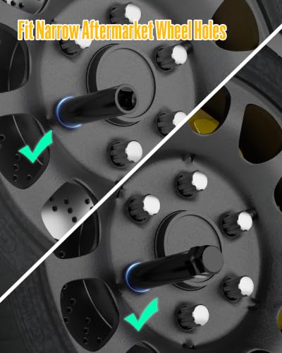 2pcs 7 Spline Lug Nuts Key, 13/16" & 7/8" Hex and 1/2" Drive Sockets | Fit for M14x1.5 M14x2.0 9/16-18 Thread Aftermarket Lugnuts, Thin Walled Design, CR-V Steel, Auto Shop and Garage - size: 2 PCS