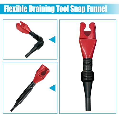 Flexible Car Fuel Funnel, Foldable Clasp Gasoline Funnels, Red | Retractable Plastic Automotive Oil Exchange Funnels, Universal Draining Tool for Cars and Motorcycles - color: Red