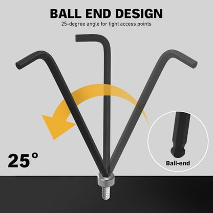 ELEAD 15-Piece Metric Hex Key Allen Wrench Set with Extension Bar, 1.27-10 MM, Long Arm Ball End Design, Heat-Treated S2 Steel - style: 15PCS Metric