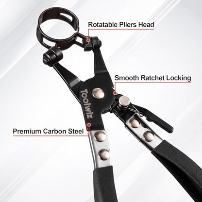 Toolwiz Hose Clamp Pliers Set, 4 Pcs Coolant Radiator Spring Clamp Pliers | 27" Long Reach Wire clamps, Flat Band, Clips Remover, Clic-R Type Hand Tool, Radiator, Fuel Line Sepairs Automotive Tools - style: 4Pack Hose Clamp Pliers Set